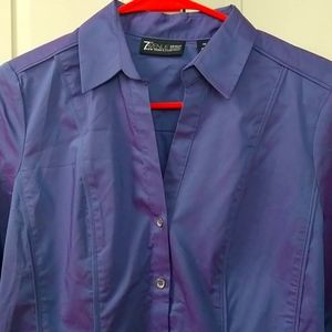 NWT NY&C Iridescent Purple Button-up Blouse XS